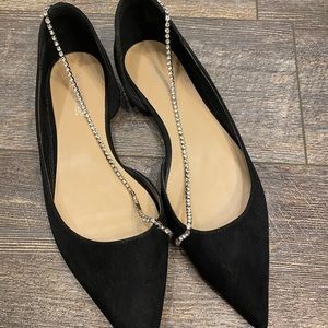 Women’s Size 11 black flats with rhinestones